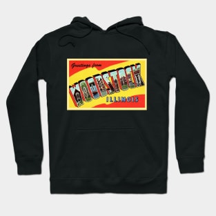 Greetings from Woodstock Illinois - Vintage Large Letter Postcard Hoodie